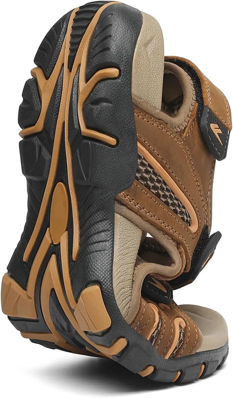 FLARUT Men's Athletic Sandals Sport Outdoor Hiking Sandals Open Toe Leather Walking Sandals Beach Water Shoes