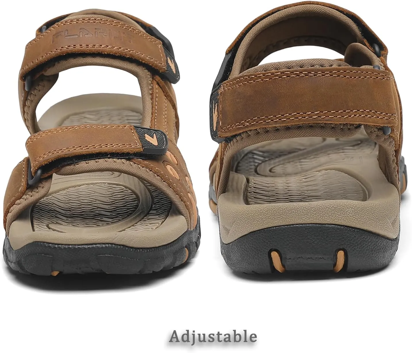 FLARUT Men's Athletic Sandals Sport Outdoor Hiking Sandals Open Toe Leather Walking Sandals Beach Water Shoes