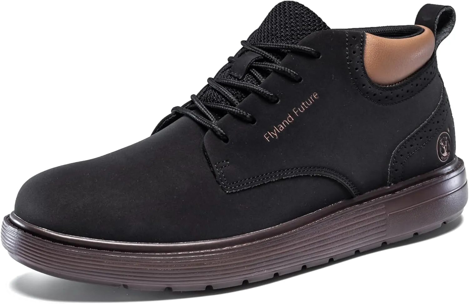FLYLAND Men's Fashion Sneakers Chukaa Boots Leather Shoes Lace Up Lightweight Dress Boots Walking Driving Shoes