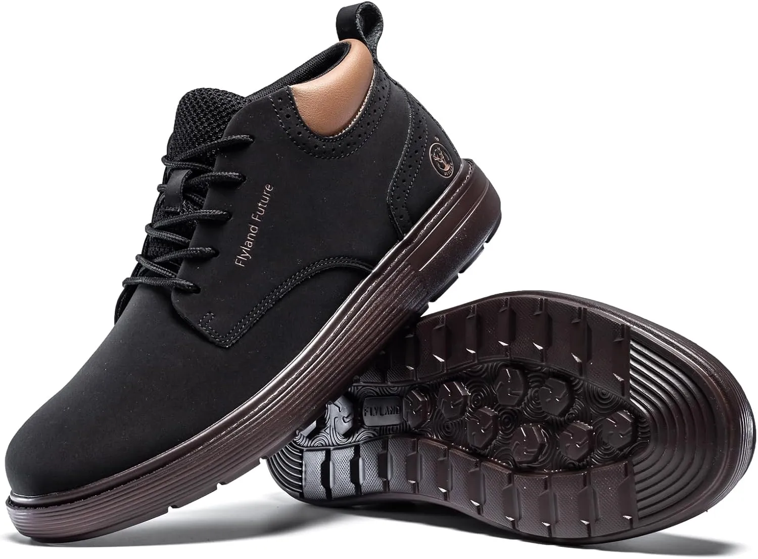 FLYLAND Men's Fashion Sneakers Chukaa Boots Leather Shoes Lace Up Lightweight Dress Boots Walking Driving Shoes