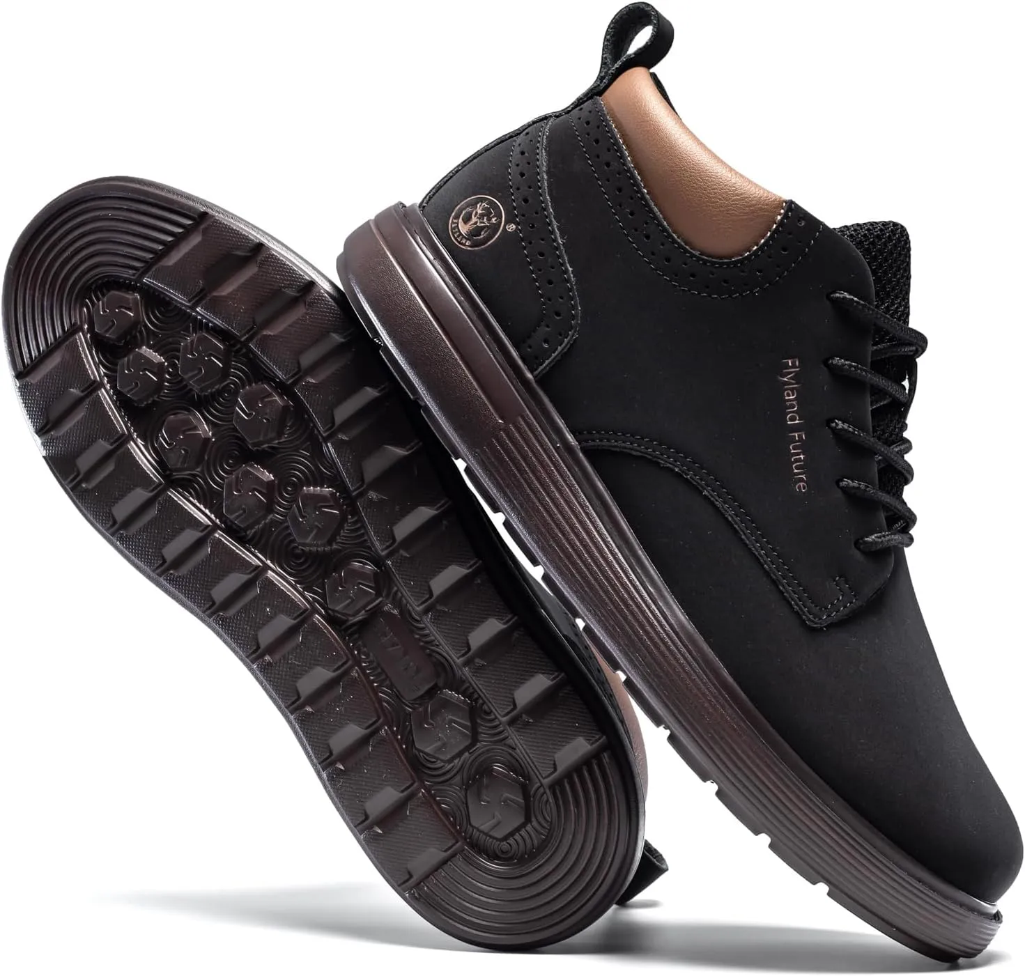 FLYLAND Men's Fashion Sneakers Chukaa Boots Leather Shoes Lace Up Lightweight Dress Boots Walking Driving Shoes