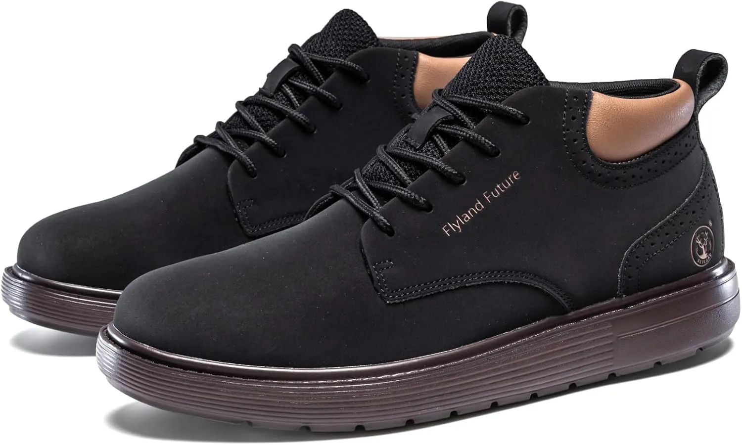FLYLAND Men's Fashion Sneakers Chukaa Boots Leather Shoes Lace Up Lightweight Dress Boots Walking Driving Shoes