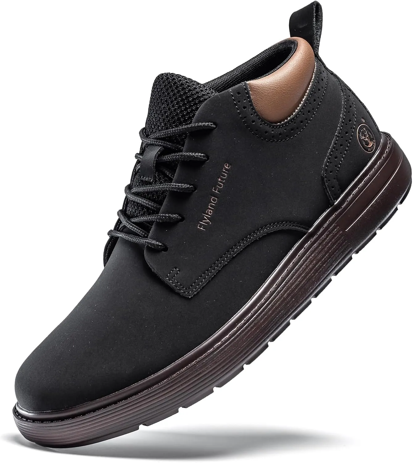 FLYLAND Men's Fashion Sneakers Chukaa Boots Leather Shoes Lace Up Lightweight Dress Boots Walking Driving Shoes