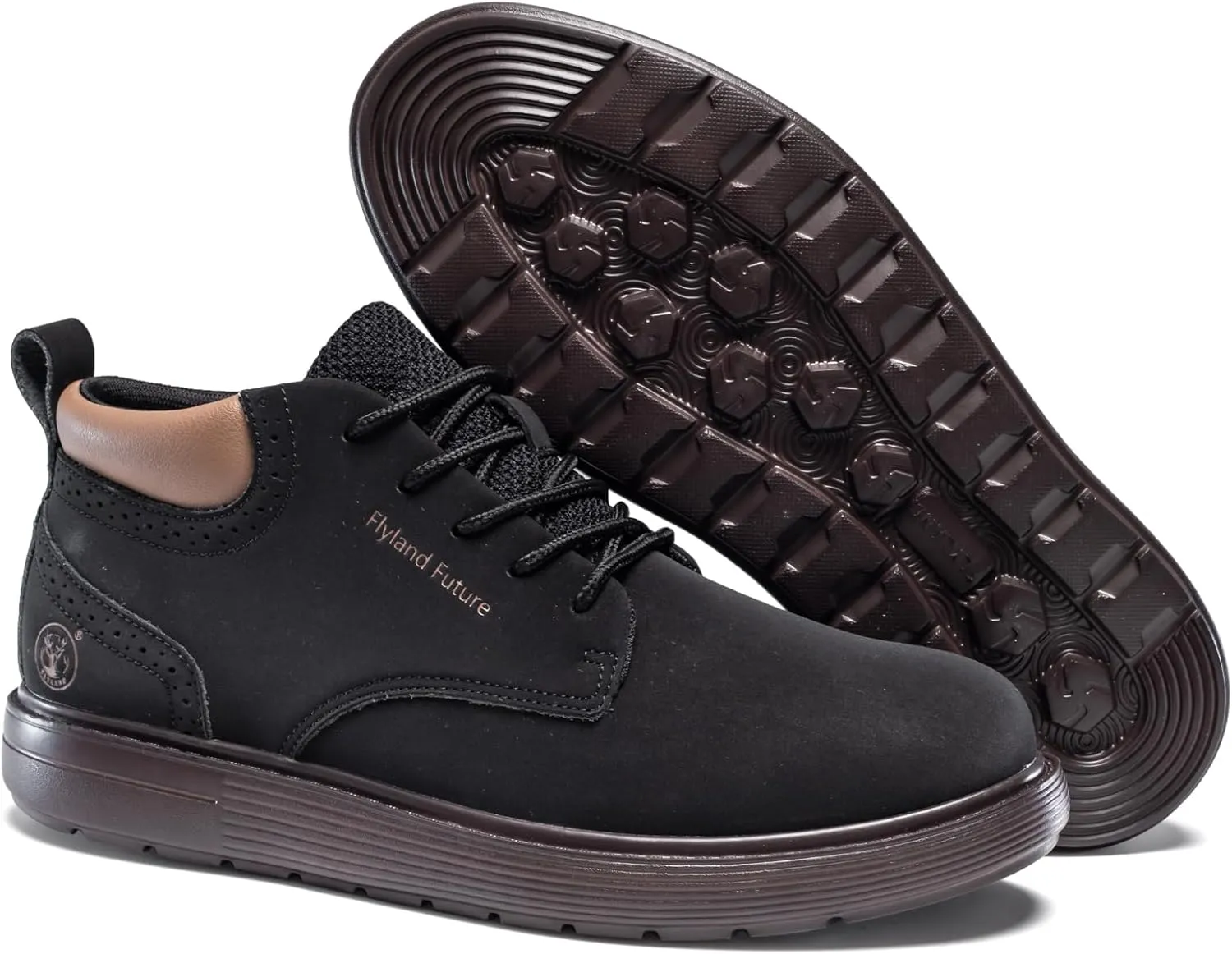 FLYLAND Men's Fashion Sneakers Chukaa Boots Leather Shoes Lace Up Lightweight Dress Boots Walking Driving Shoes