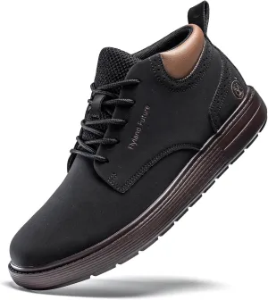 FLYLAND Men's Fashion Sneakers Chukaa Boots Leather Shoes Lace Up Lightweight Dress Boots Walking Driving Shoes