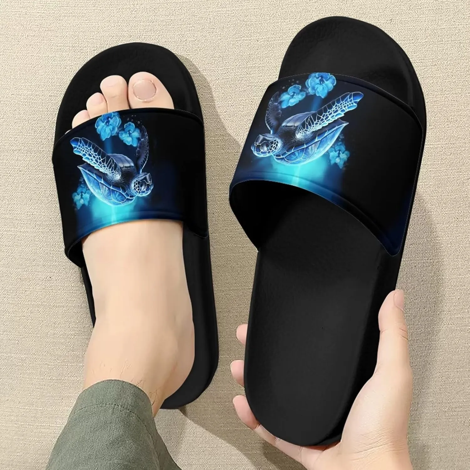 Footwear for Mens Open Toe Athletic Sandals Anti-Slip Sole Slide Sandals Pillow House Flat Shoes Comfortable Slip On Slippers for Indoor & Outdoor