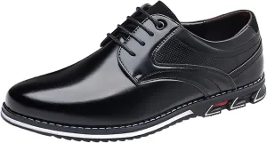 Formal Shoes for Men Brown Loafers Men Leather Shoes Fashionable New Pattern Pointed Flat Bottom Soft Bottom Lace Up Comfortable Large Size Men's Leather Lined Dress Oxfords Shoes