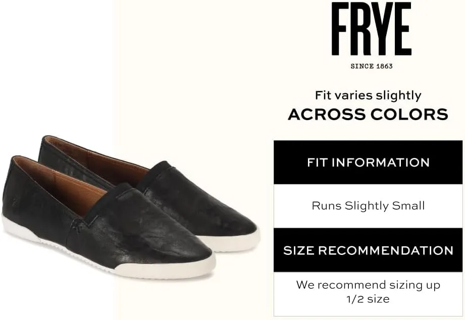 Frye Melanie Slip On Shoes for Women Crafted from Premium Leather with White Rubber Toe Bumpers and Soles, Leather Lining, and Removable Footbeds – 1 ¼” Outsole