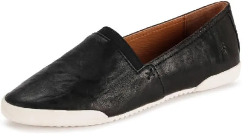 Frye Melanie Slip On Shoes for Women Crafted from Premium Leather with White Rubber Toe Bumpers and Soles, Leather Lining, and Removable Footbeds – 1 ¼” Outsole