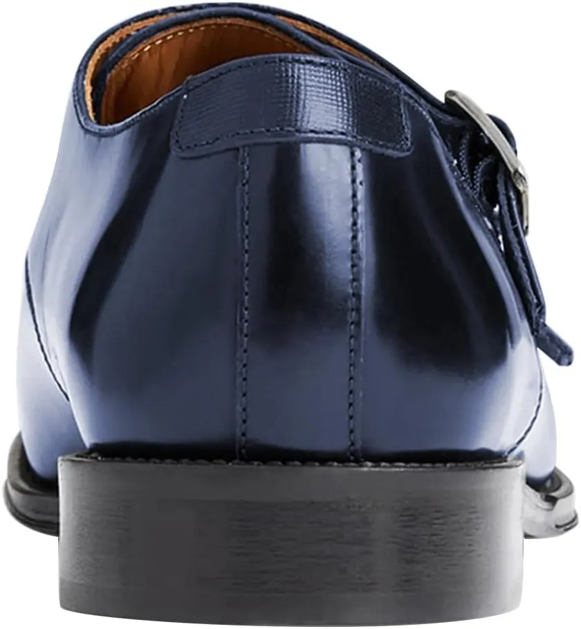 FSJ Men's Double Monk Strap Dress Loafers with Buckle, Comfortable and Breathable Round Toe Slip On Stacked Heels, Formal Business Shoes Size 4-16 US