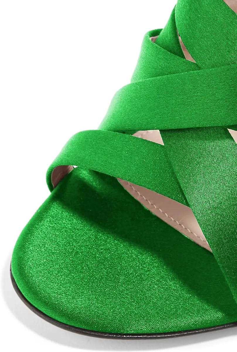 FSJ Women Strappy Satin Open Toe Sandals Stiletto High Heels Mules Slip On Shoes Size 4-15 US