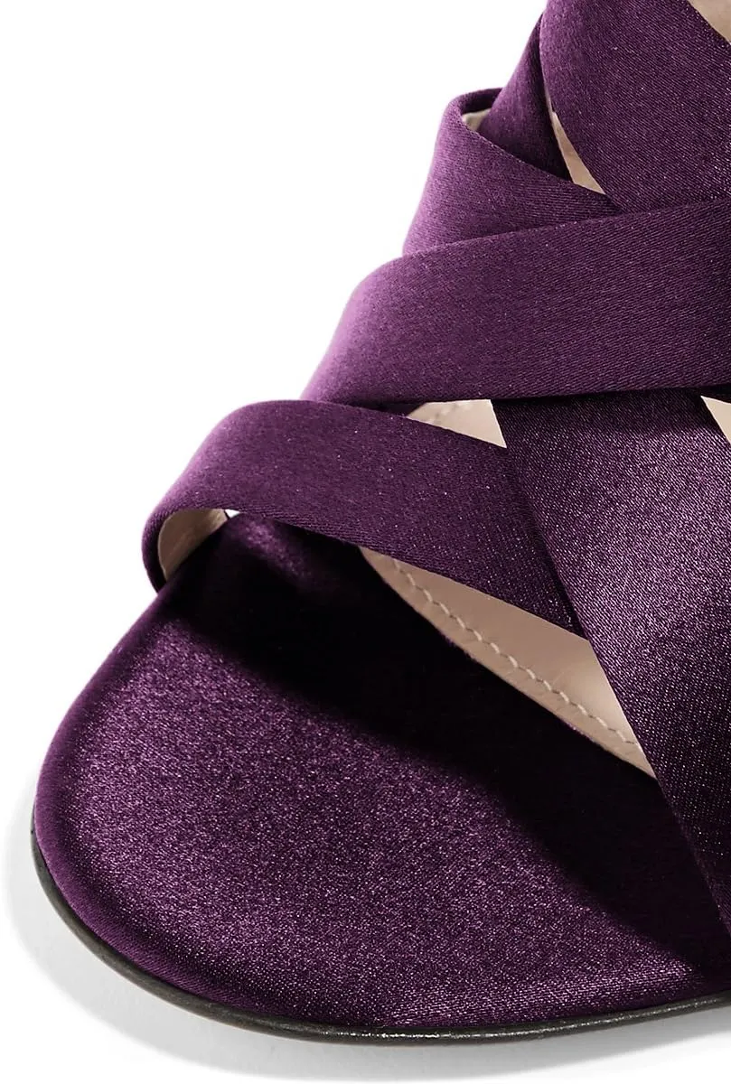 FSJ Women Strappy Satin Open Toe Sandals Stiletto High Heels Mules Slip On Shoes Size 4-15 US