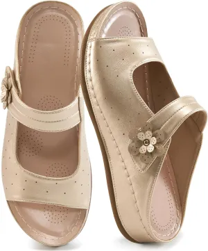 FUDYNMALC Womens Slides Sandals Orthopedic: Comfortable Summer Beach Platform Shoes Ladies Dressy Walking Wedge