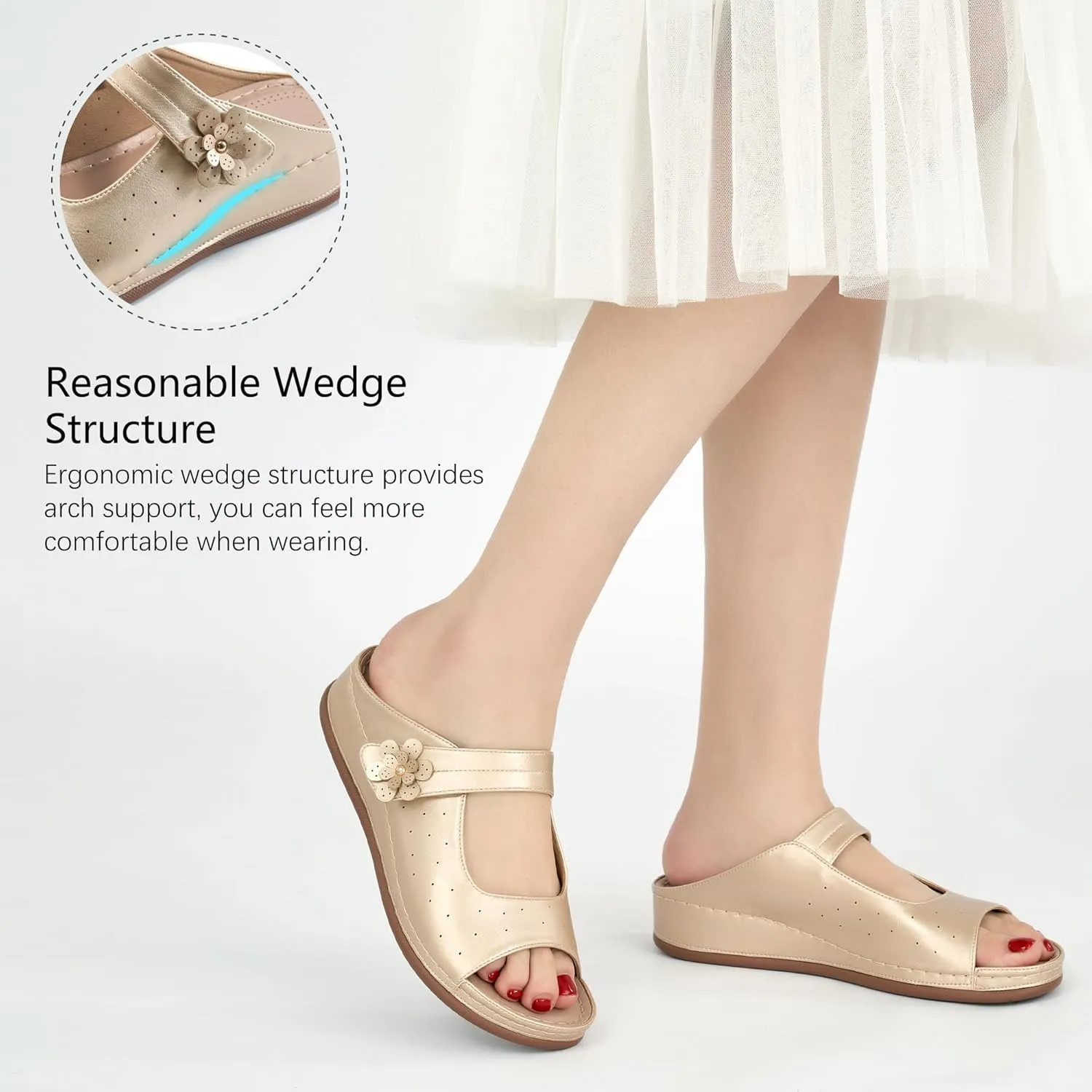 FUDYNMALC Womens Slides Sandals Orthopedic: Comfortable Summer Beach Platform Shoes Ladies Dressy Walking Wedge
