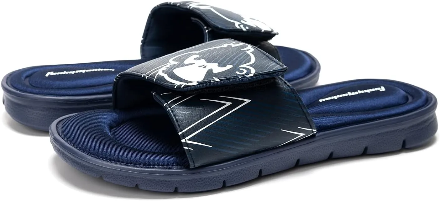 FUNKYMONKEY Memory Foam Sandals for Men, Outdoor Adjustable Comfort Graphic Strap Slide Sandals