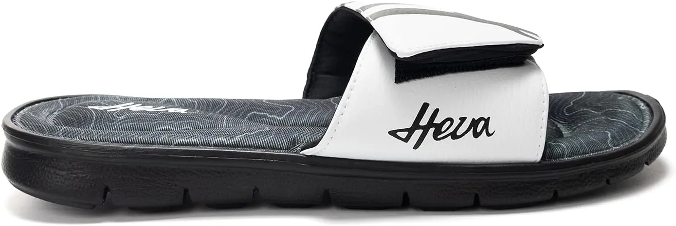 FUNKYMONKEY Memory Foam Sandals for Men, Outdoor Adjustable Comfort Graphic Strap Slide Sandals