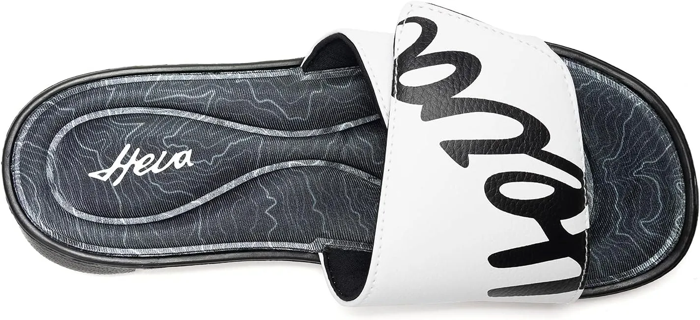 FUNKYMONKEY Memory Foam Sandals for Men, Outdoor Adjustable Comfort Graphic Strap Slide Sandals