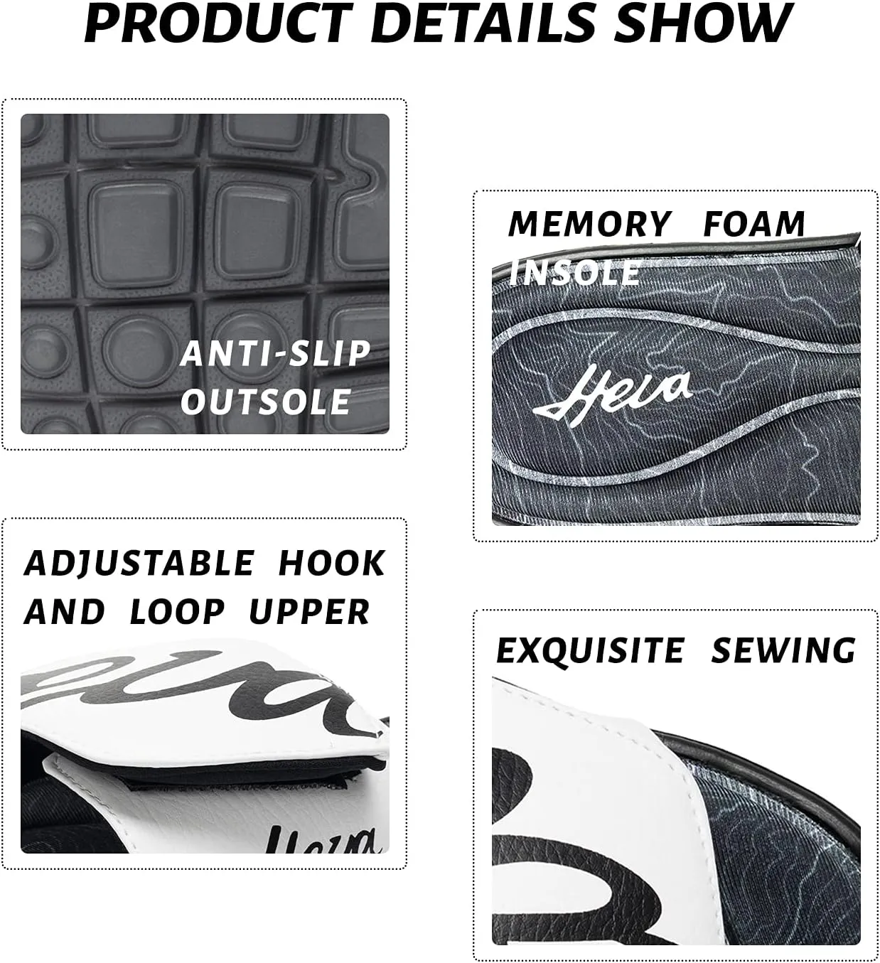 FUNKYMONKEY Memory Foam Sandals for Men, Outdoor Adjustable Comfort Graphic Strap Slide Sandals