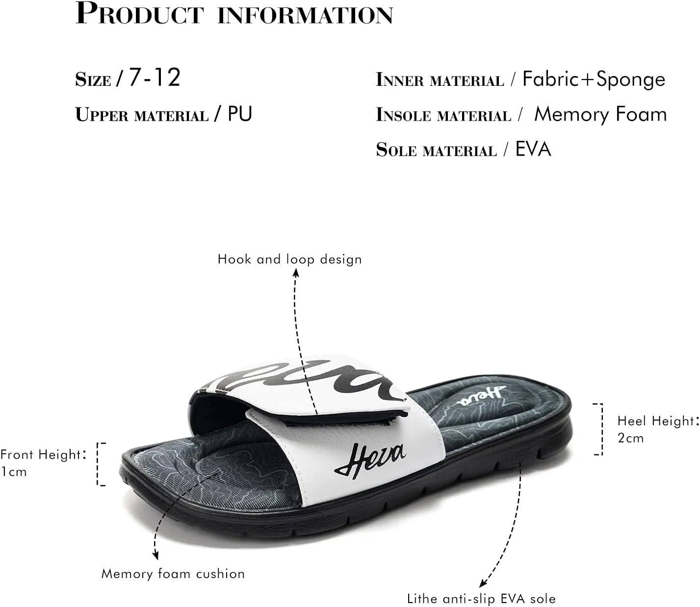 FUNKYMONKEY Memory Foam Sandals for Men, Outdoor Adjustable Comfort Graphic Strap Slide Sandals