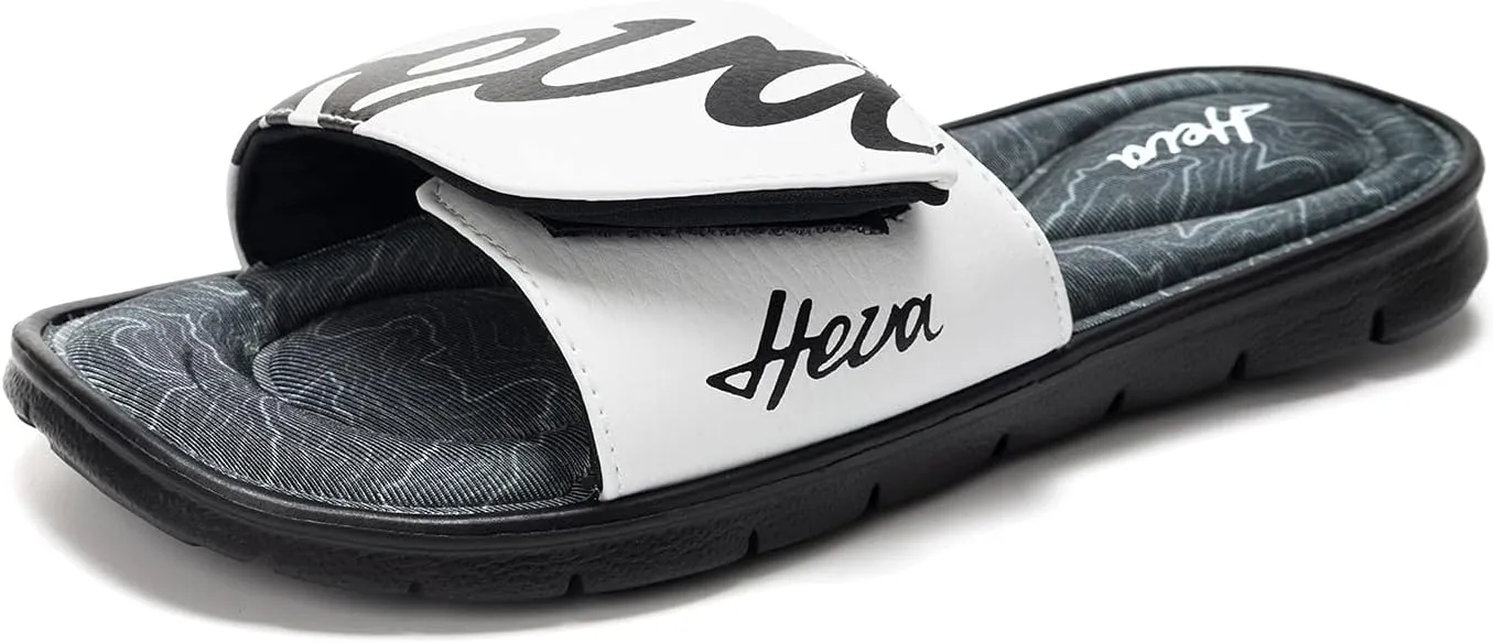FUNKYMONKEY Memory Foam Sandals for Men, Outdoor Adjustable Comfort Graphic Strap Slide Sandals