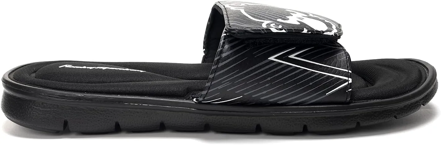 FUNKYMONKEY Memory Foam Sandals for Men, Outdoor Adjustable Comfort Graphic Strap Slide Sandals