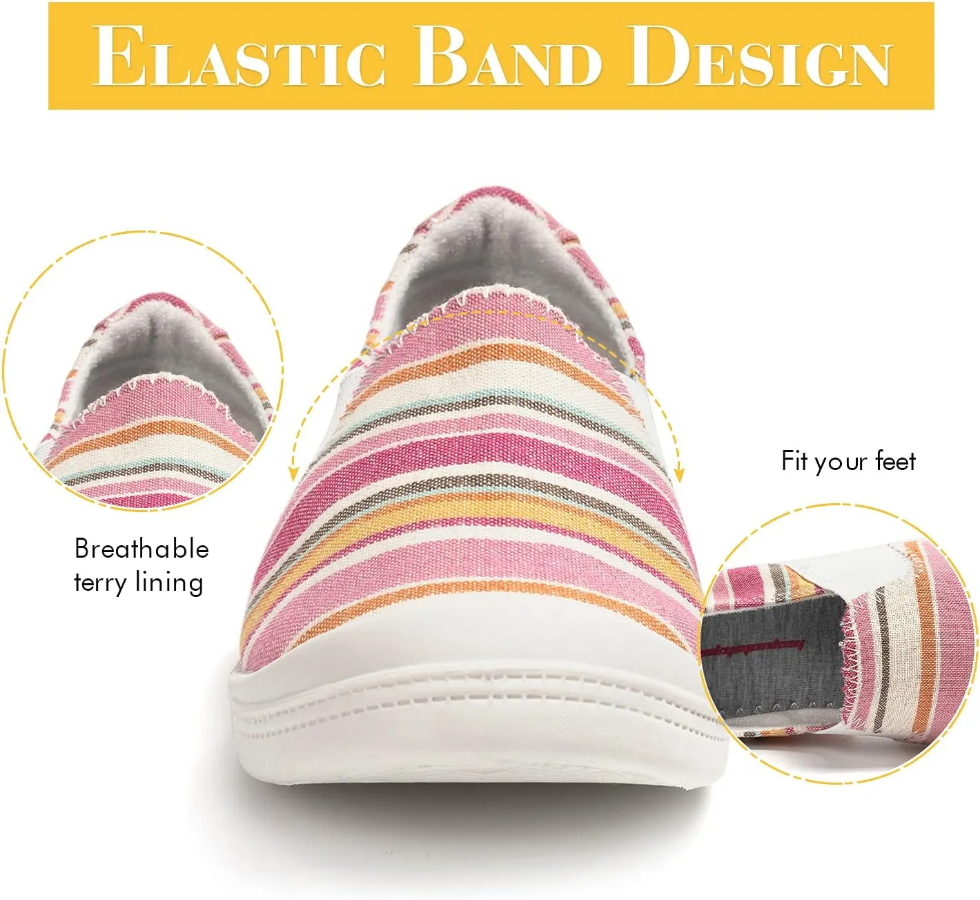 FUNKYMONKEY Shoes for Women, Comfort Low Top Canvas Slip On Sneakers Classic Casual Walking Shoes