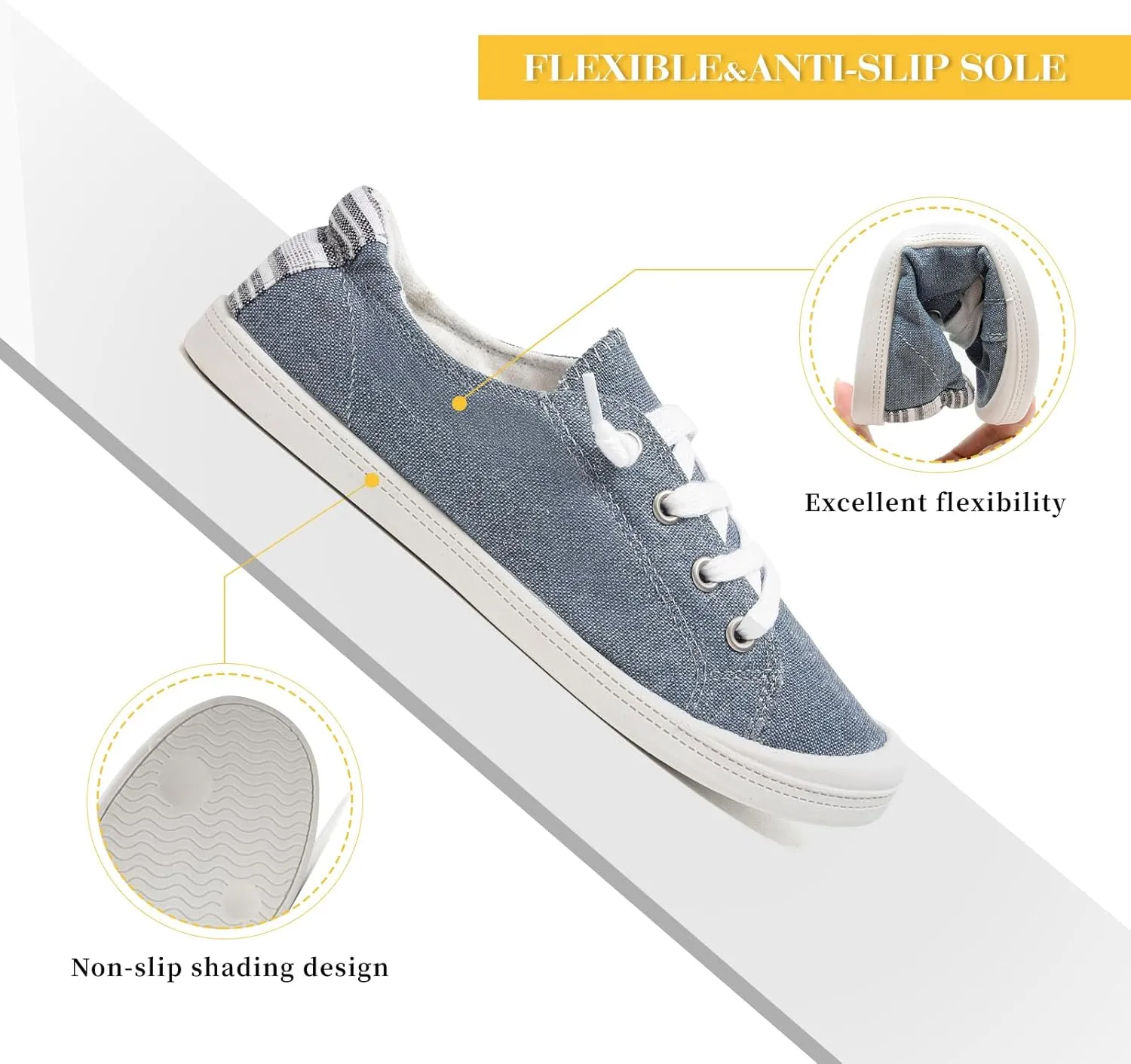FUNKYMONKEY Shoes for Women, Comfort Low Top Canvas Slip On Sneakers Classic Casual Walking Shoes