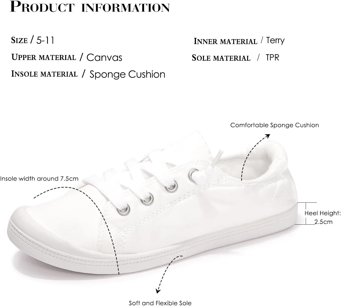 FUNKYMONKEY Shoes for Women, Comfort Low Top Canvas Slip On Sneakers Classic Casual Walking Shoes