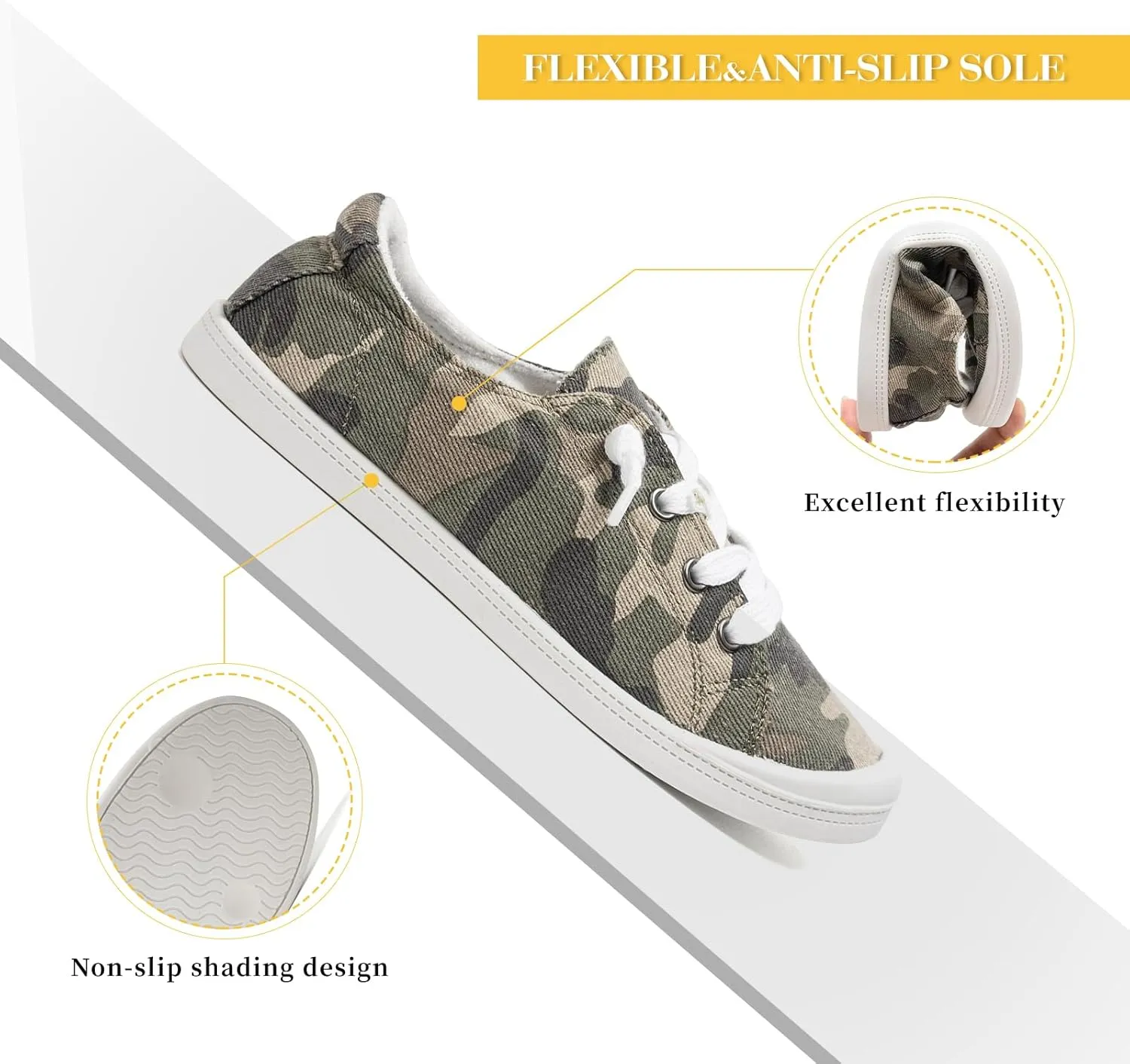 FUNKYMONKEY Shoes for Women, Comfort Low Top Canvas Slip On Sneakers Classic Casual Walking Shoes