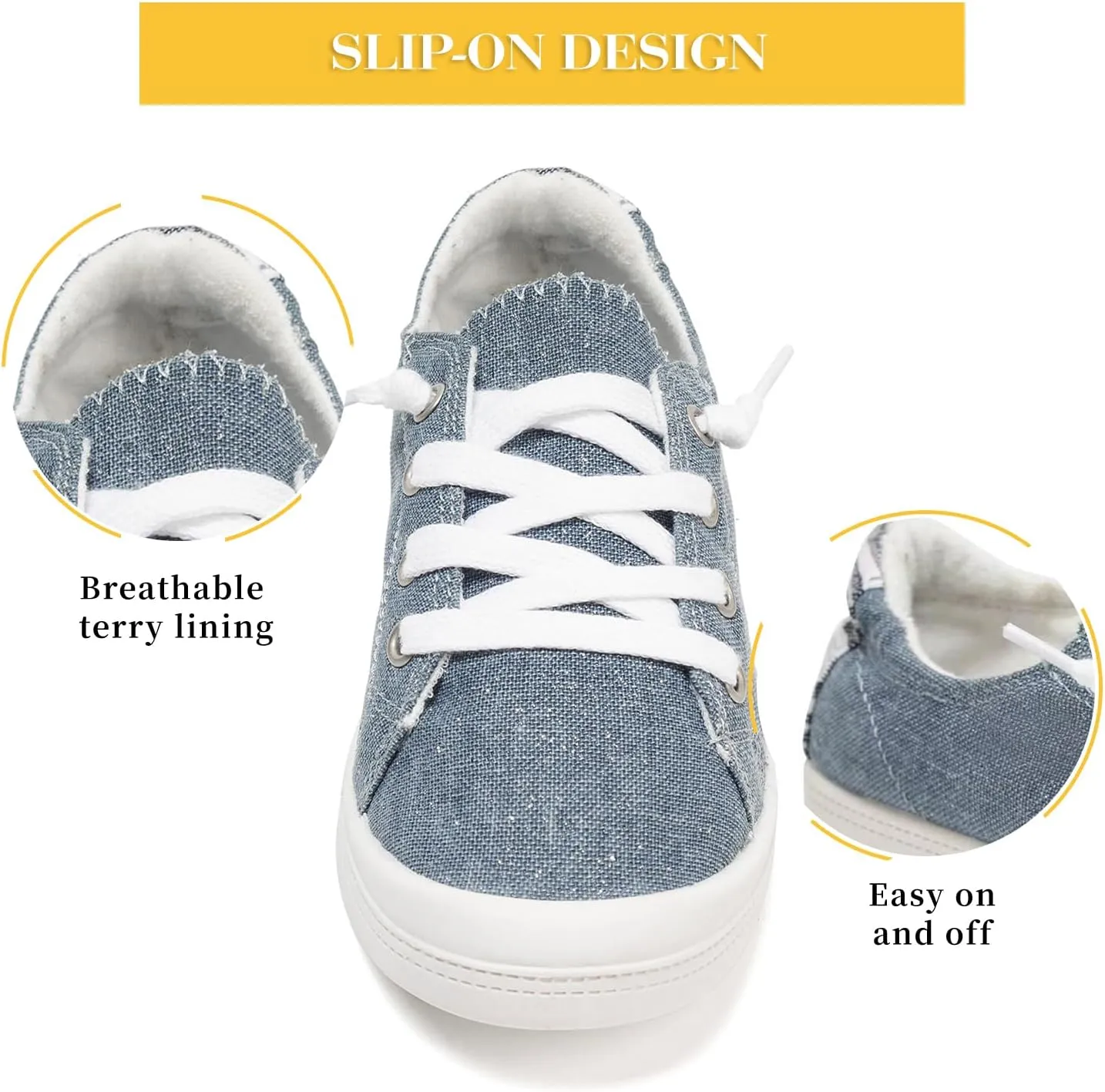 FUNKYMONKEY Shoes for Women, Comfort Low Top Canvas Slip On Sneakers Classic Casual Walking Shoes