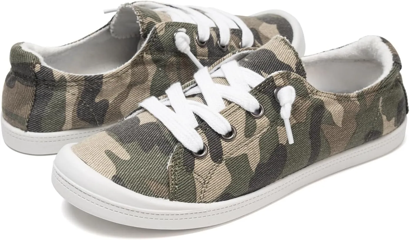 FUNKYMONKEY Shoes for Women, Comfort Low Top Canvas Slip On Sneakers Classic Casual Walking Shoes