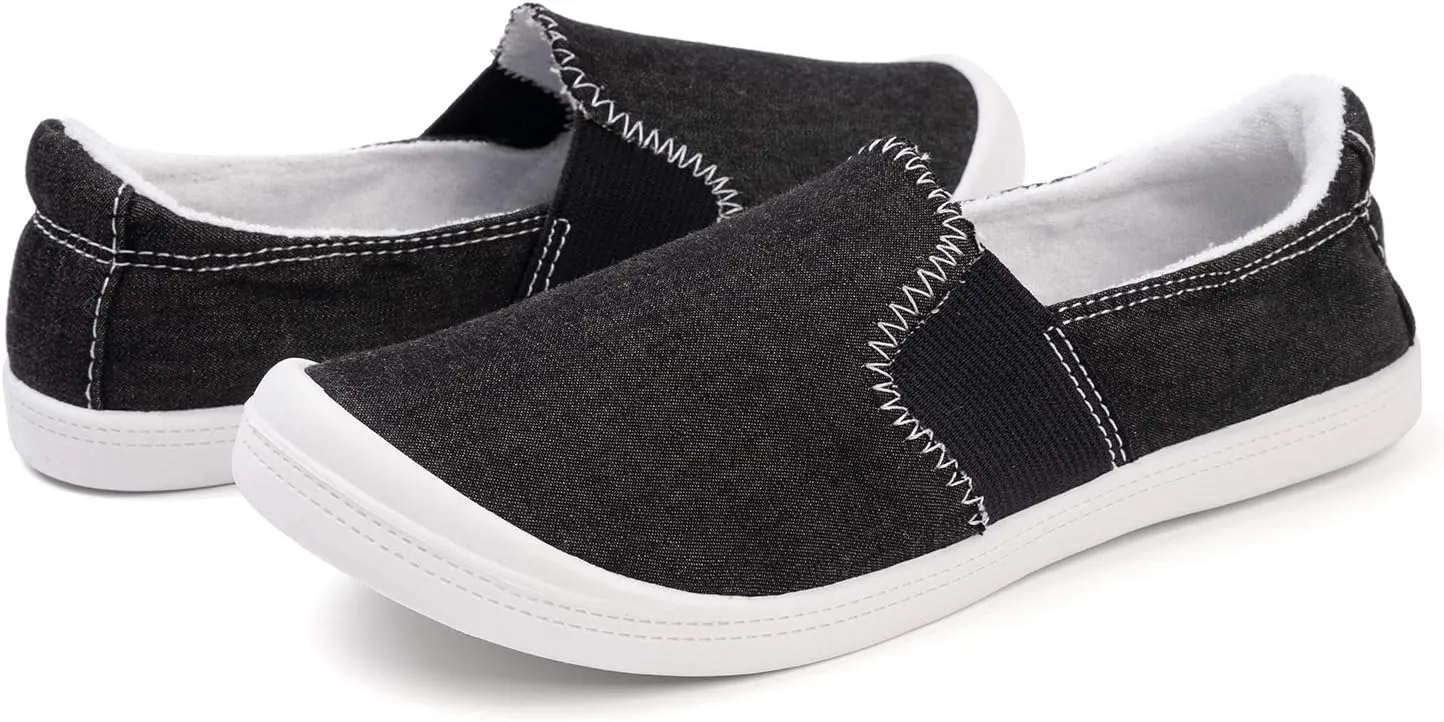 FUNKYMONKEY Shoes for Women, Comfort Low Top Canvas Slip On Sneakers Classic Casual Walking Shoes