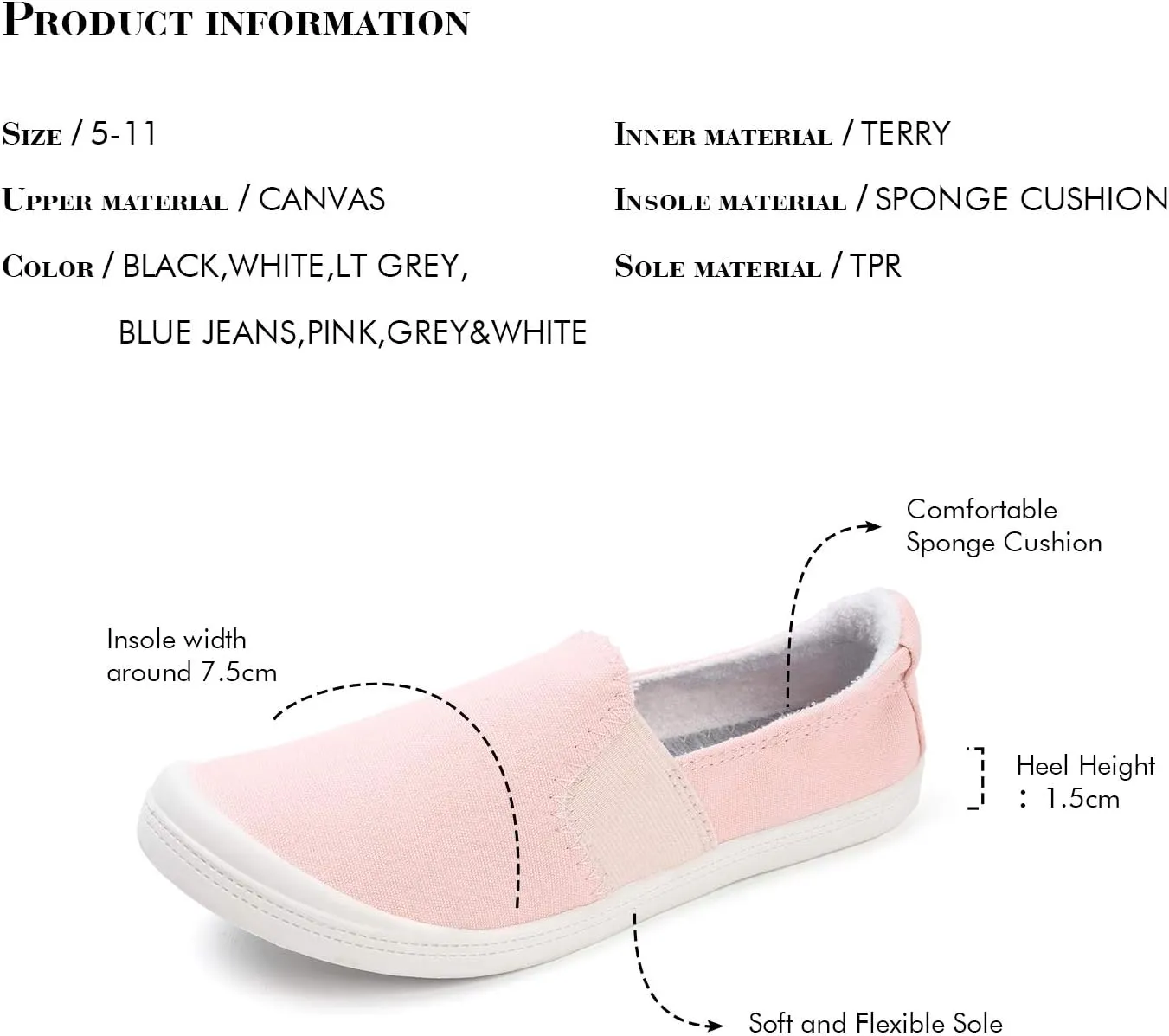 FUNKYMONKEY Shoes for Women, Comfort Low Top Canvas Slip On Sneakers Classic Casual Walking Shoes