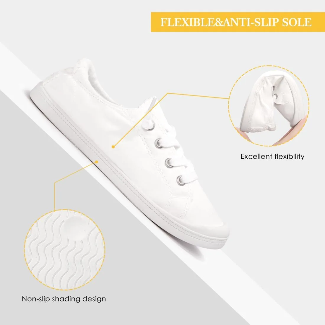 FUNKYMONKEY Shoes for Women, Comfort Low Top Canvas Slip On Sneakers Classic Casual Walking Shoes