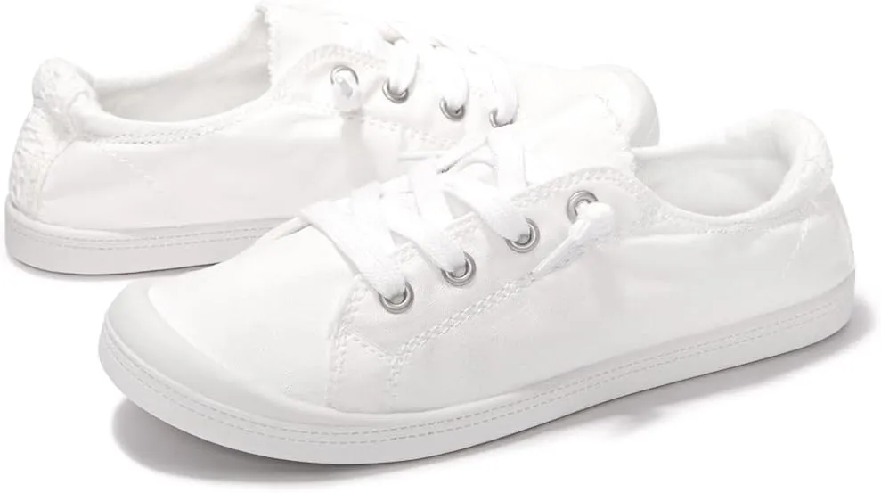 FUNKYMONKEY Shoes for Women, Comfort Low Top Canvas Slip On Sneakers Classic Casual Walking Shoes