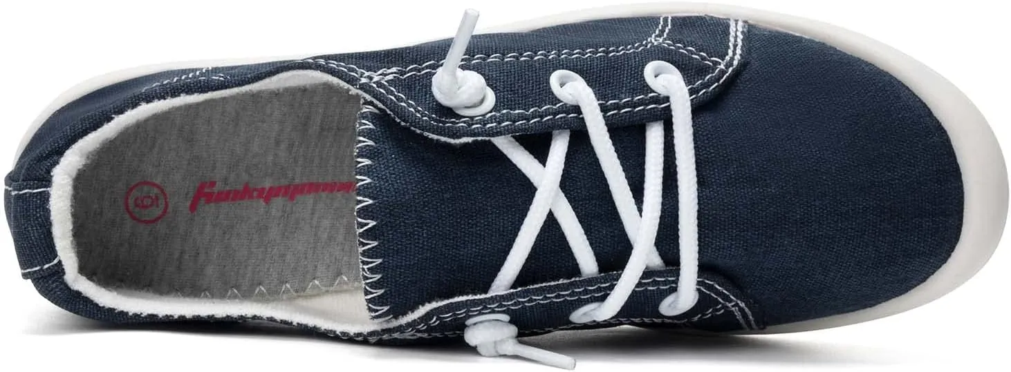 FUNKYMONKEY Shoes for Women, Comfort Low Top Canvas Slip On Sneakers Classic Casual Walking Shoes