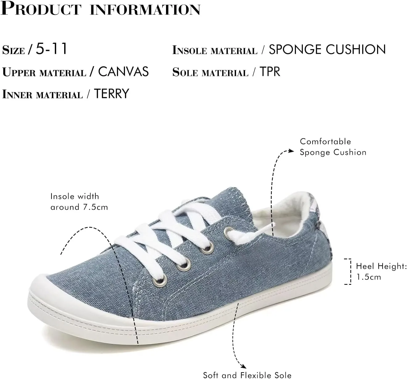 FUNKYMONKEY Shoes for Women, Comfort Low Top Canvas Slip On Sneakers Classic Casual Walking Shoes
