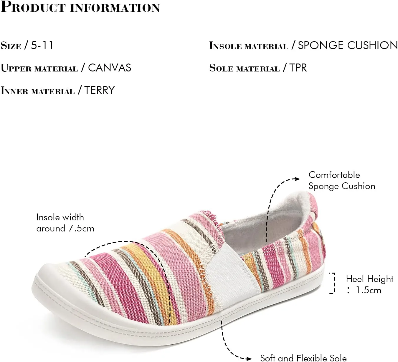 FUNKYMONKEY Shoes for Women, Comfort Low Top Canvas Slip On Sneakers Classic Casual Walking Shoes
