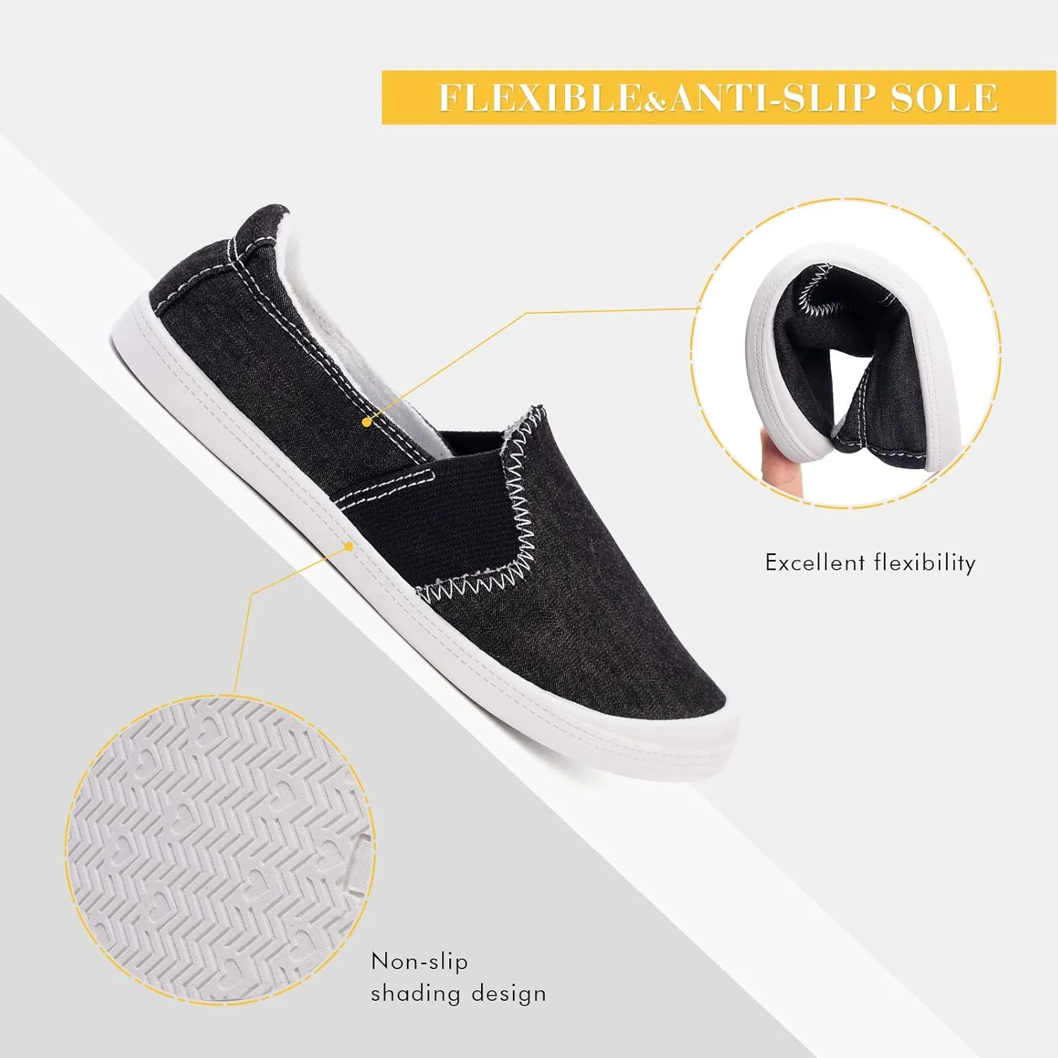 FUNKYMONKEY Shoes for Women, Comfort Low Top Canvas Slip On Sneakers Classic Casual Walking Shoes