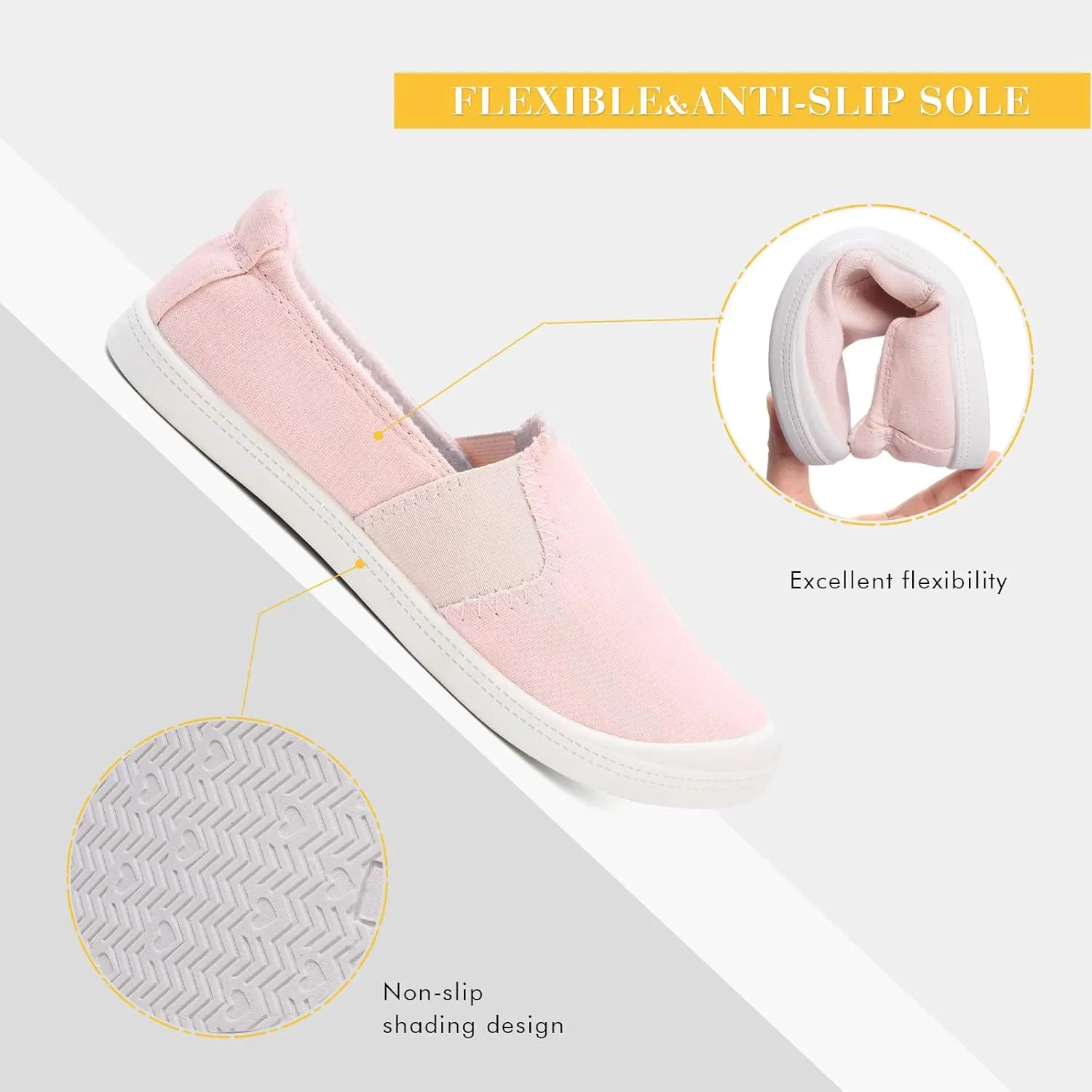 FUNKYMONKEY Shoes for Women, Comfort Low Top Canvas Slip On Sneakers Classic Casual Walking Shoes