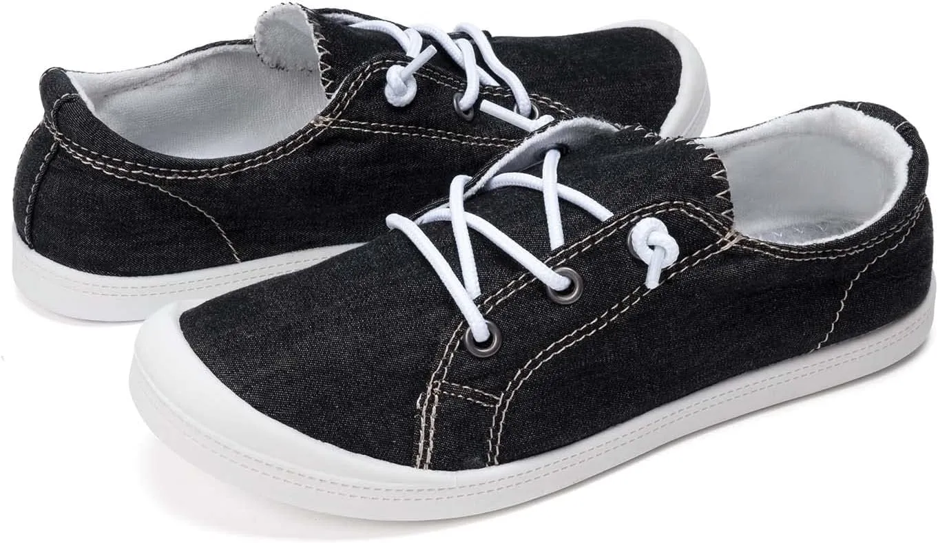 FUNKYMONKEY Shoes for Women, Comfort Low Top Canvas Slip On Sneakers Classic Casual Walking Shoes
