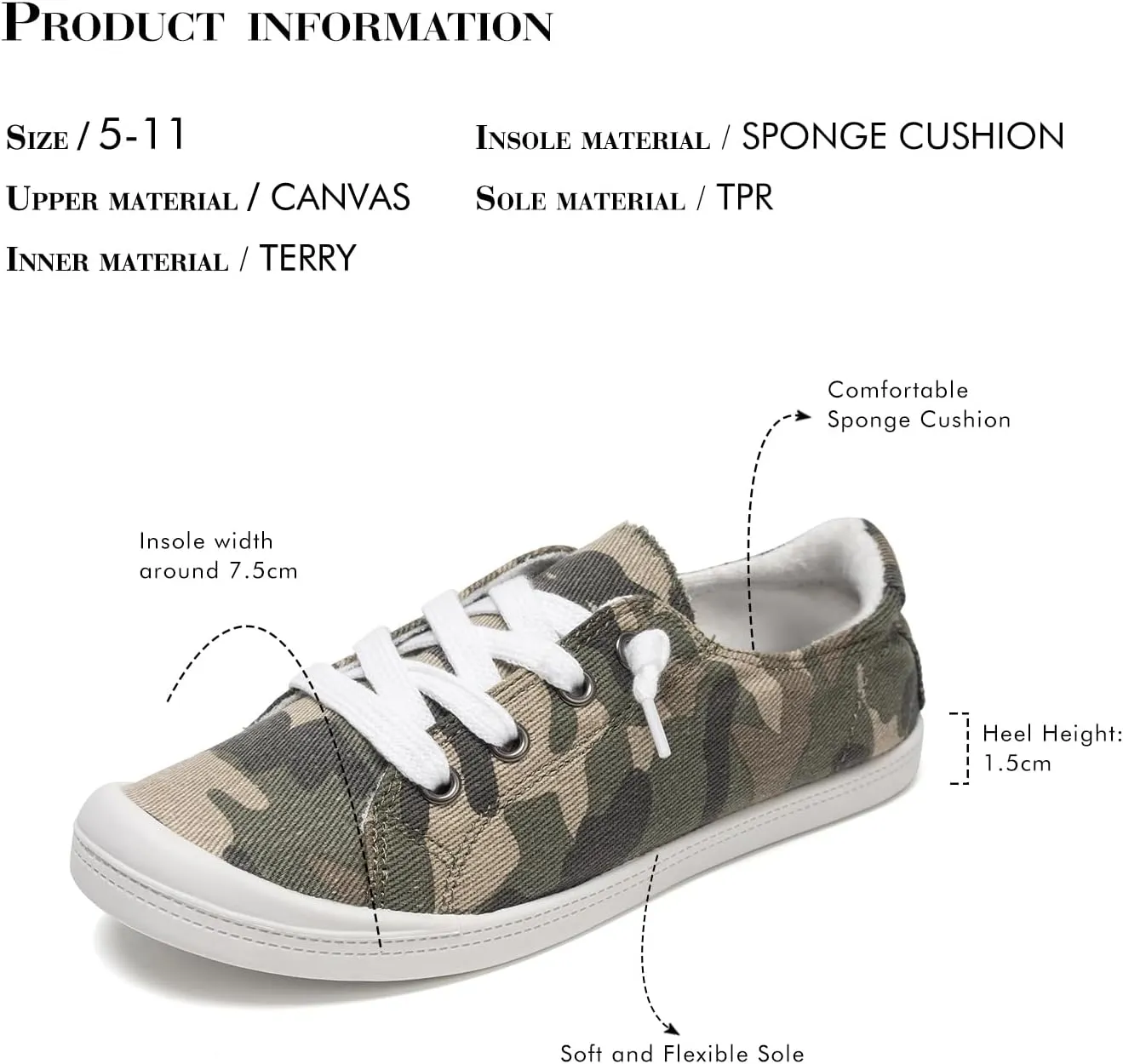 FUNKYMONKEY Shoes for Women, Comfort Low Top Canvas Slip On Sneakers Classic Casual Walking Shoes