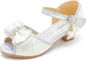Furdeour Girls Dress Shoes Flower Girl Shoes Low Heels Open Toe Wedding Party School Toddler Little Big Kid