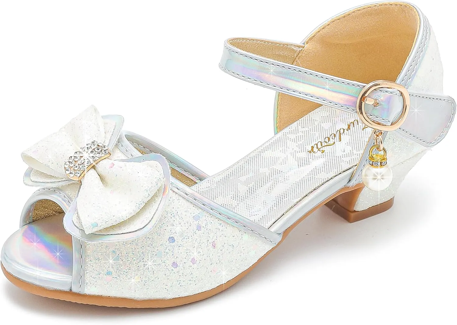Furdeour Girls Dress Shoes Flower Girl Shoes Low Heels Open Toe Wedding Party School Toddler Little Big Kid