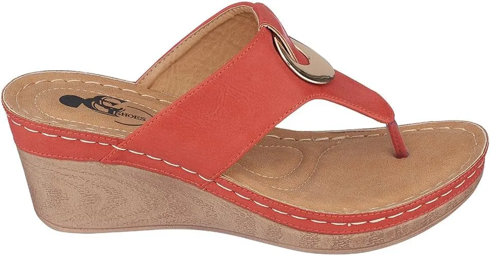 G.C. Shoes Genelle Women's Wedge Sandals - Memory Foam Cushioned & Slip-On Design