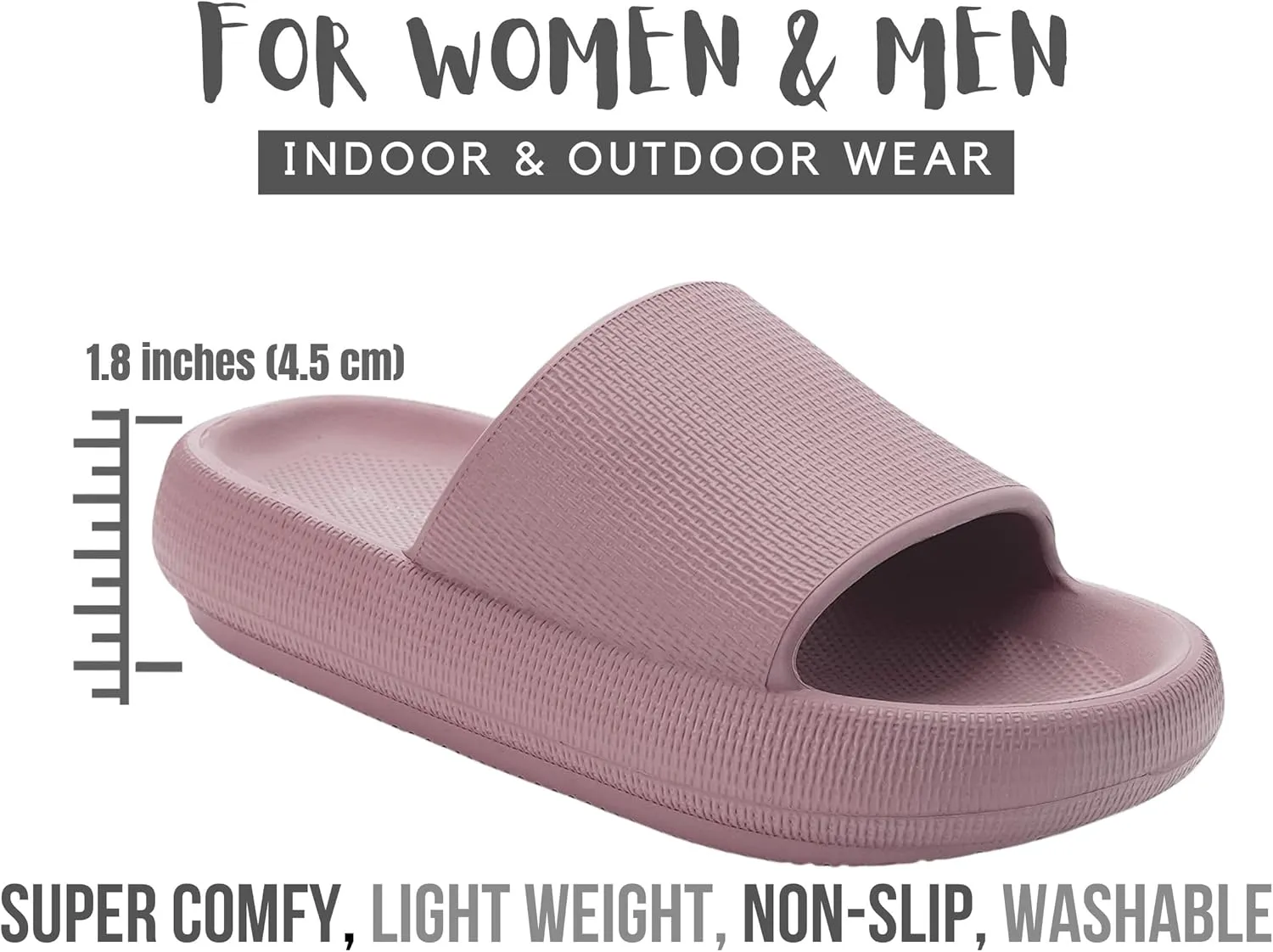 Genuine Pillow Slippers for Women and Men | House Slides Shower Sandals | Extremely Comfy | Cushioned Thick Sole | Cloud Slides | Lightweight Non-Slip Easy to Clean