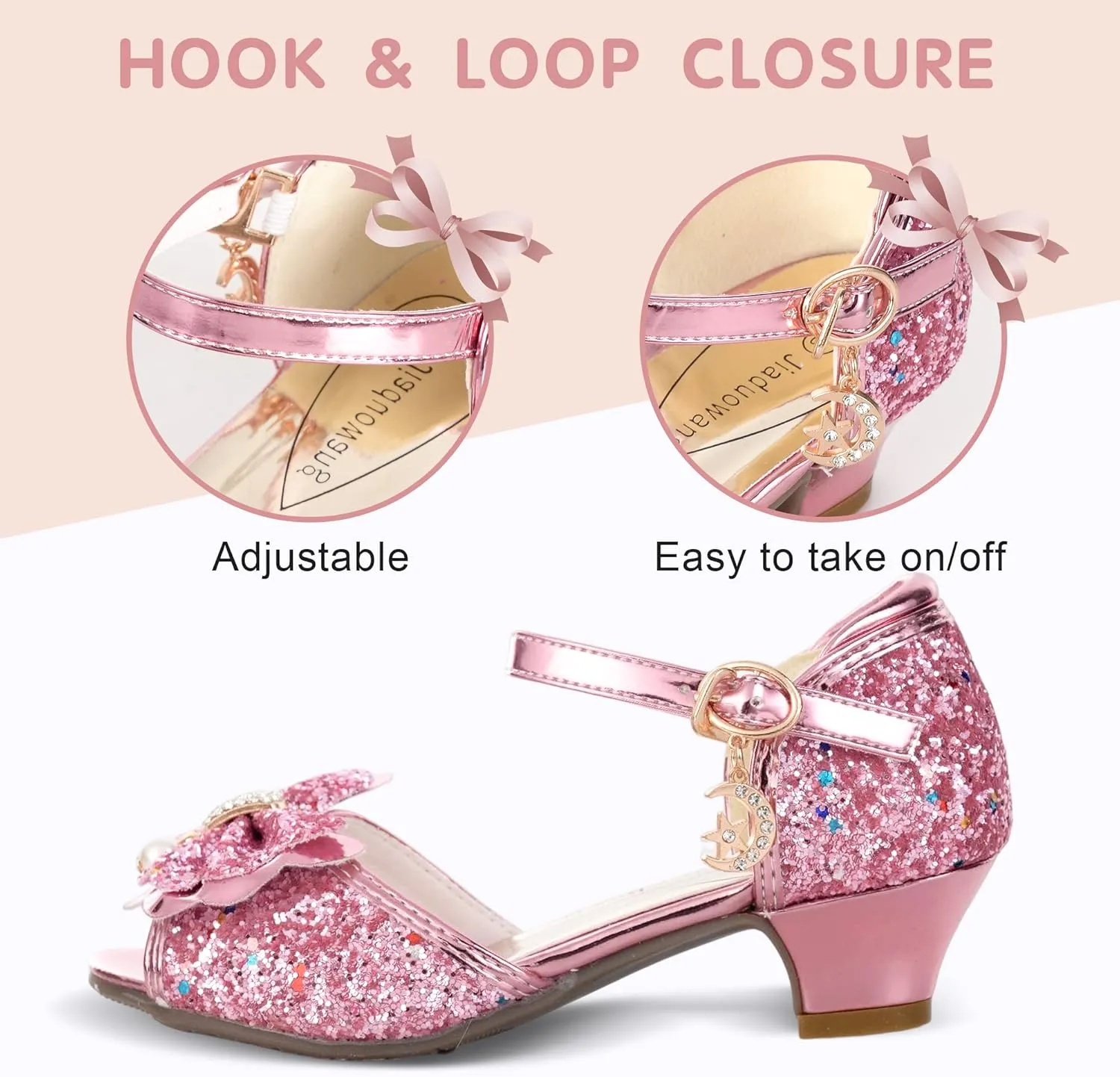 Girls Dress Shoes Mary Jane Shoes for Girls with Low Heel, Princess Flower Ballet Flats for Wedding School Party