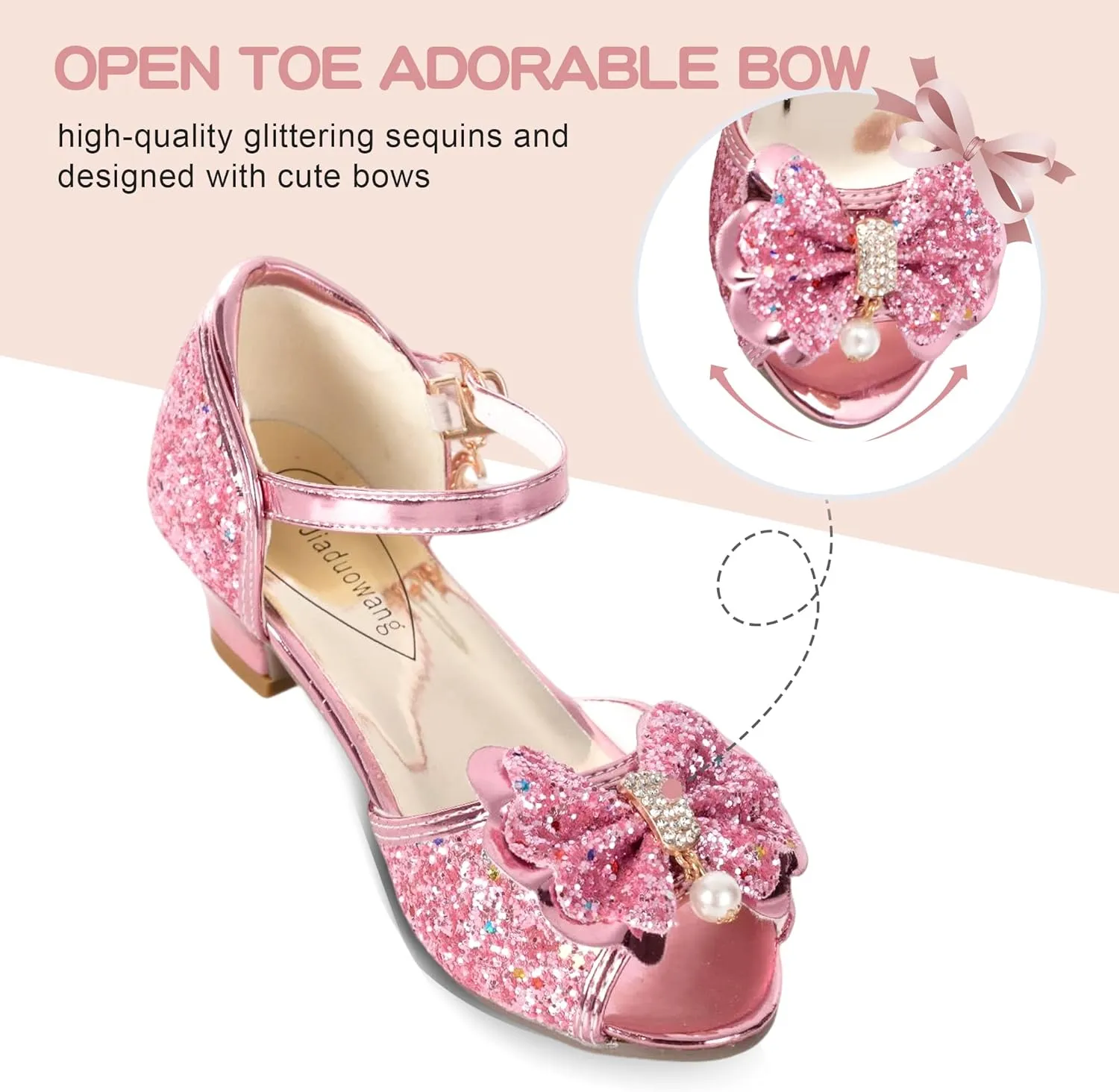 Girls Dress Shoes Mary Jane Shoes for Girls with Low Heel, Princess Flower Ballet Flats for Wedding School Party