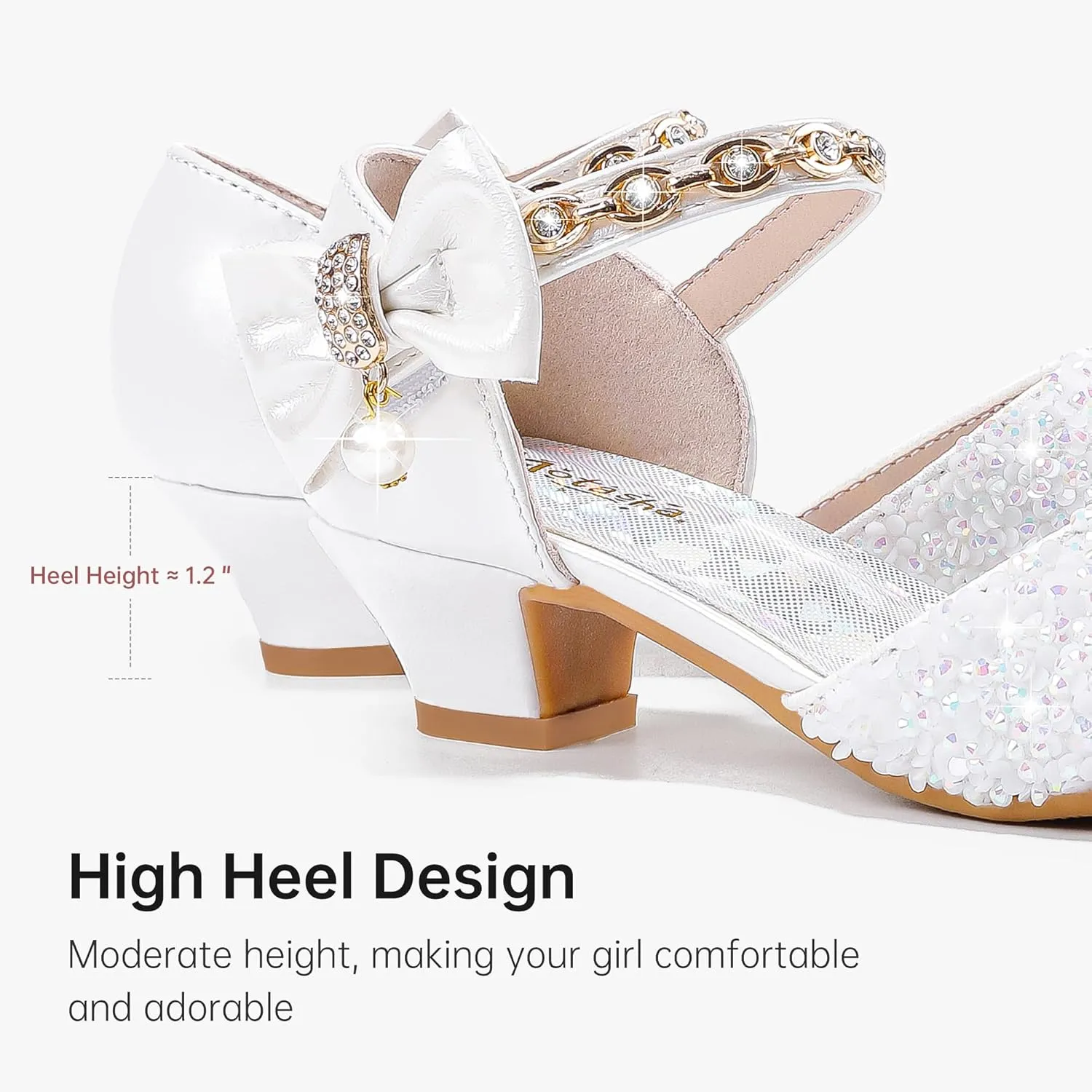 Girls Sandals Closed Toe Heels Wedding Party Girls Dress Shoes Toddler Little Big Kid