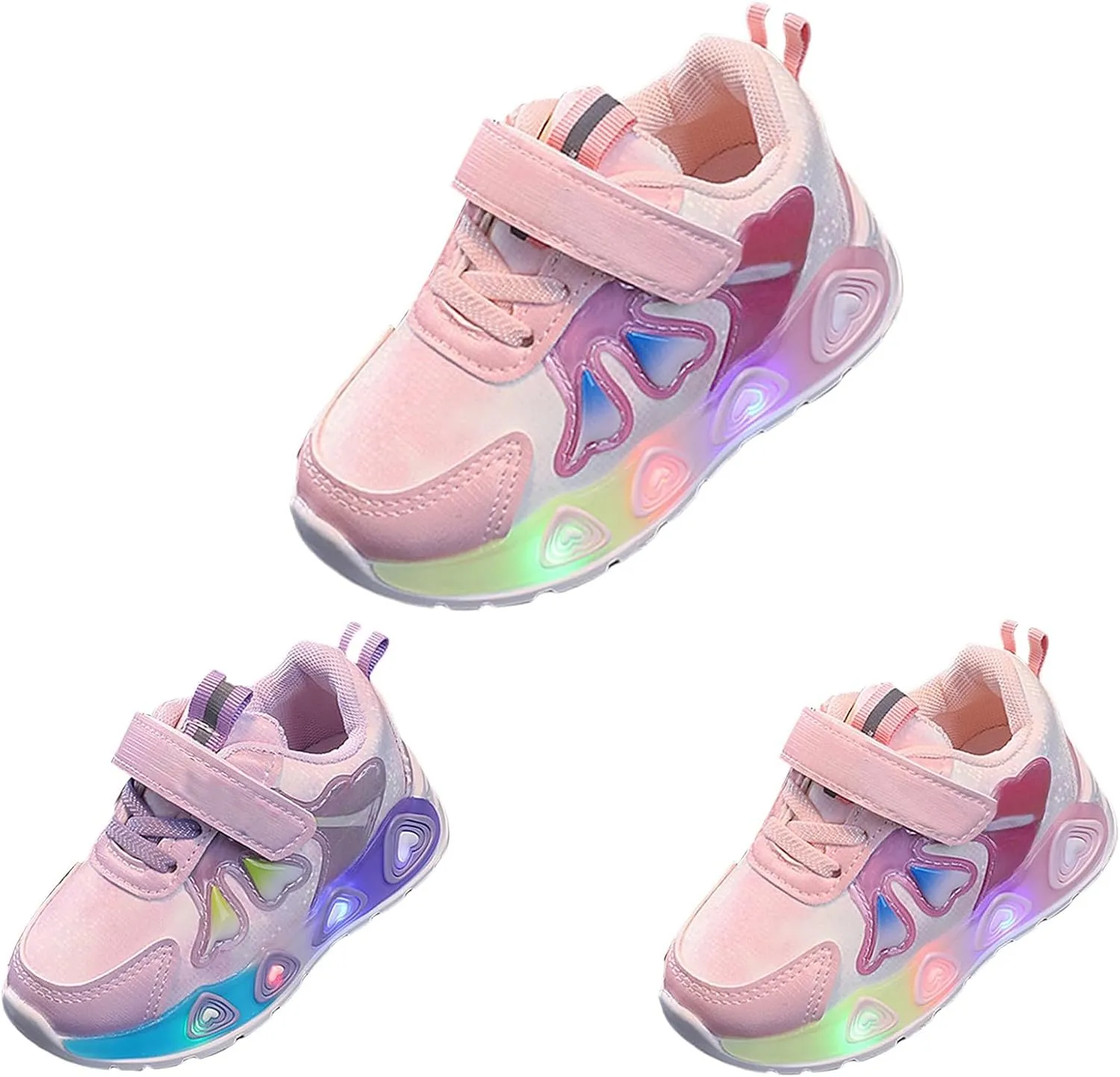 Girls Sneakers Light Up Fashion Shoes Kids LED Light Lightweight Athletic Running Shoes Non Girl Canvas Size 3